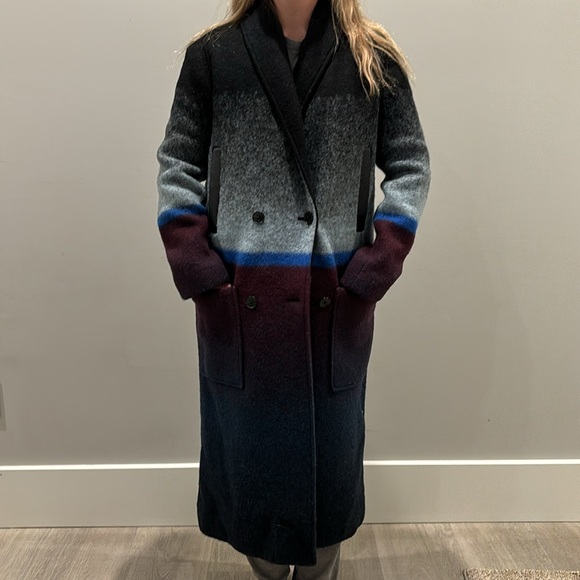 T By Alexander Wang Horizon Stripe Ombre Wool Car Coat Sz 0 - Picture 5 of 7